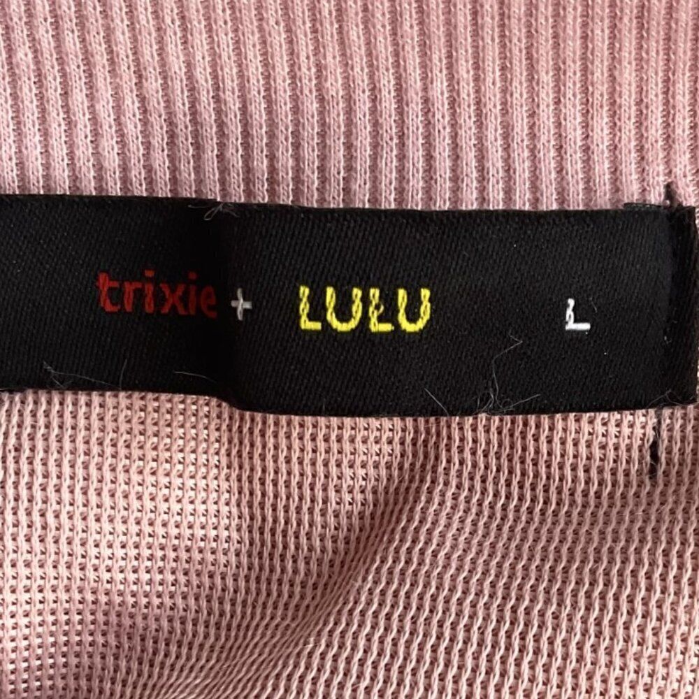 TRIXIE + LULU Blush Pink Faux Fur Ribbed Sweater Top Cozy Plush Large - Picture 5 of 8